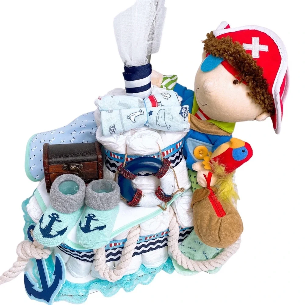Pirate Diaper Cake, Nautical Themed